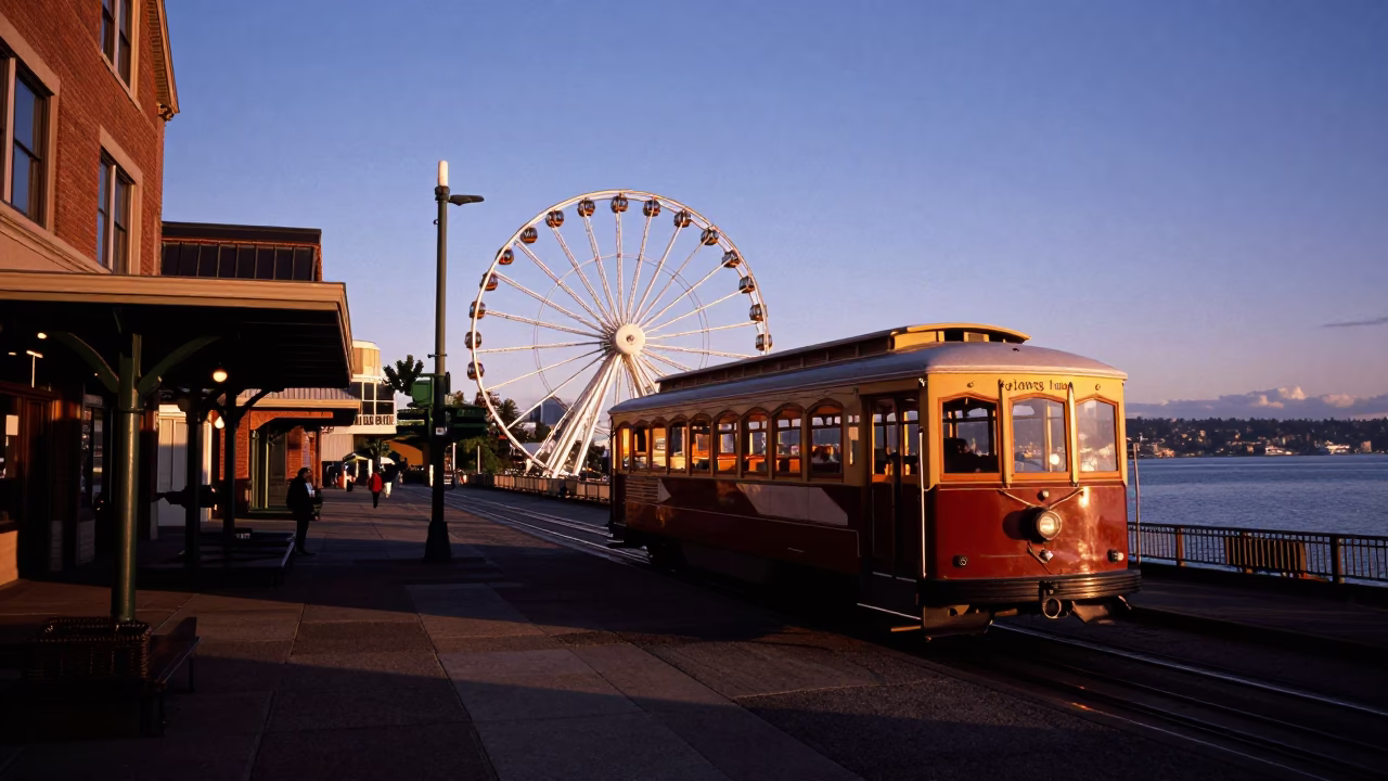 Sunset View in Seattle at Sunset Light in in Seattle, Washington, United States