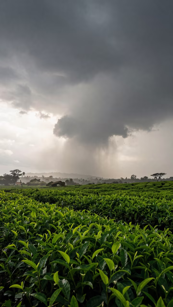 Supercell Mesocyclone Over Benin Tea Plantation in at the edge of a tea plantation in Benin
