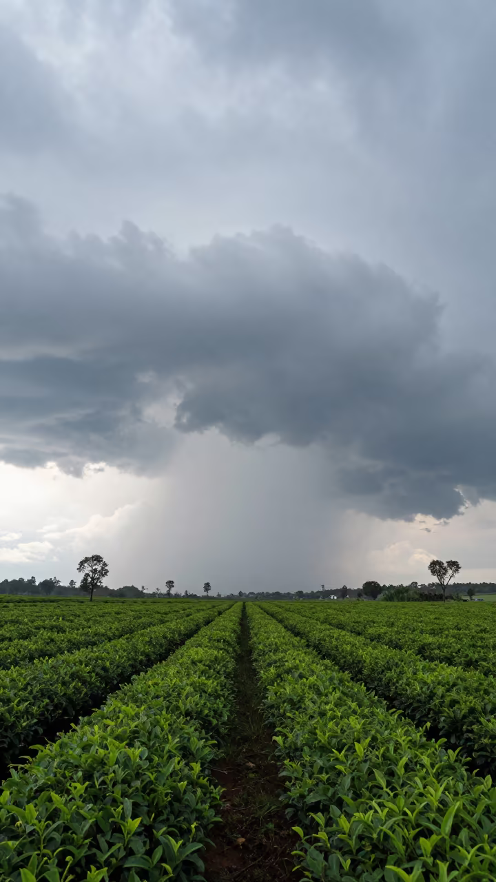 Supercell Mesocyclone Over Vavoua Tea Fields Dawn in at the edge of a tea plantation in Vavoua