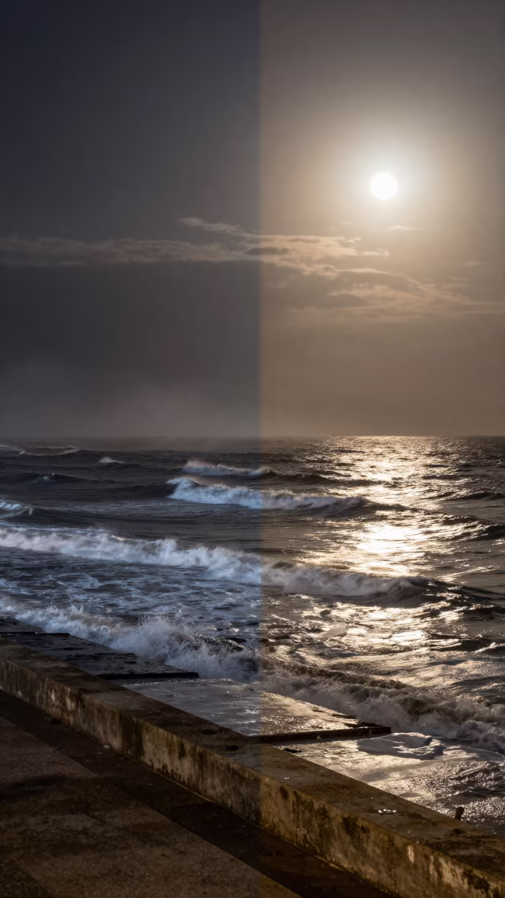 Supermoon Over Havana Waves with Snow and Sun in near Habana Vieja, Havana