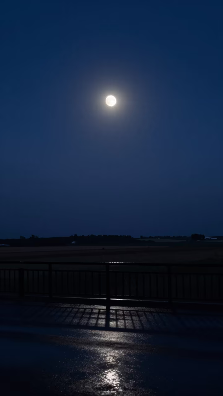 Supermoon over Sintra Steppe in Rain in beneath a dark-sky overlook near Sintra