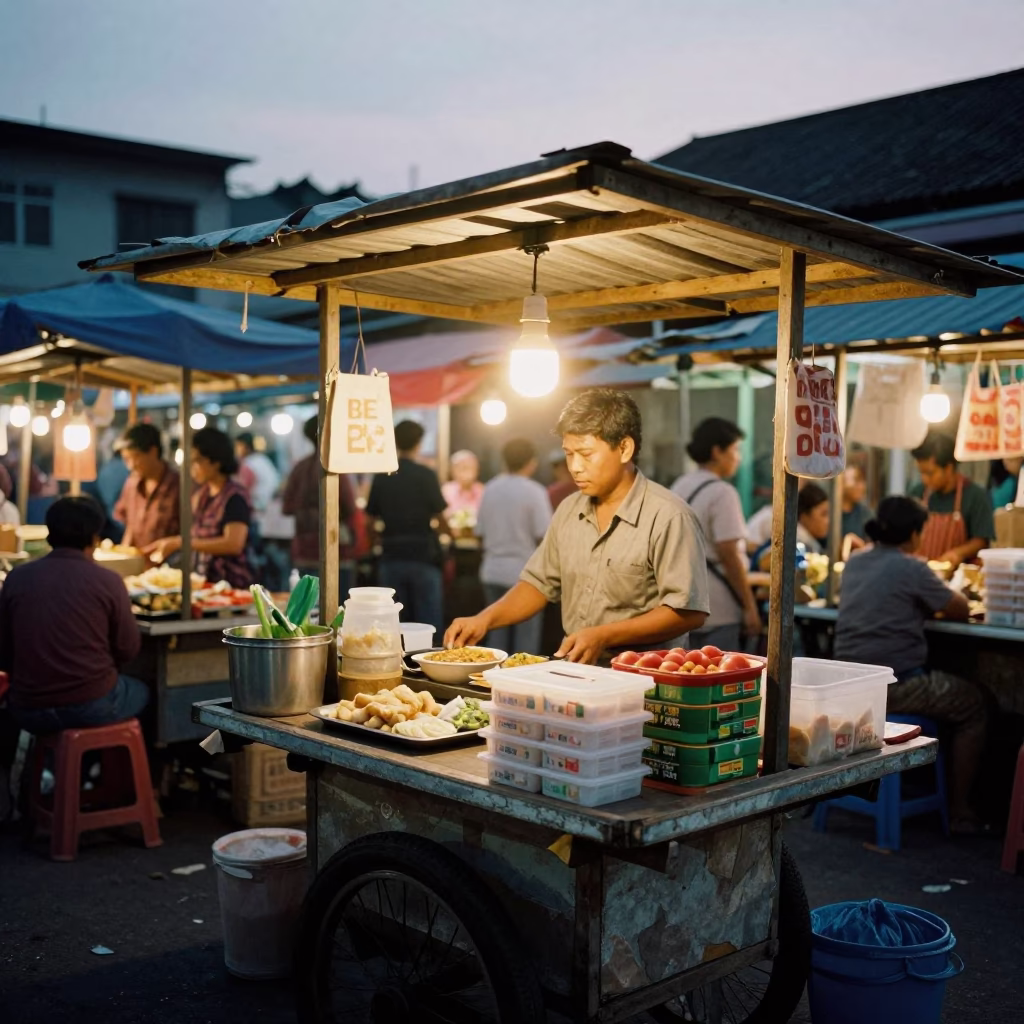 Surabaya Food Scene at The Early Evening Light in in Surabaya, Indonesia