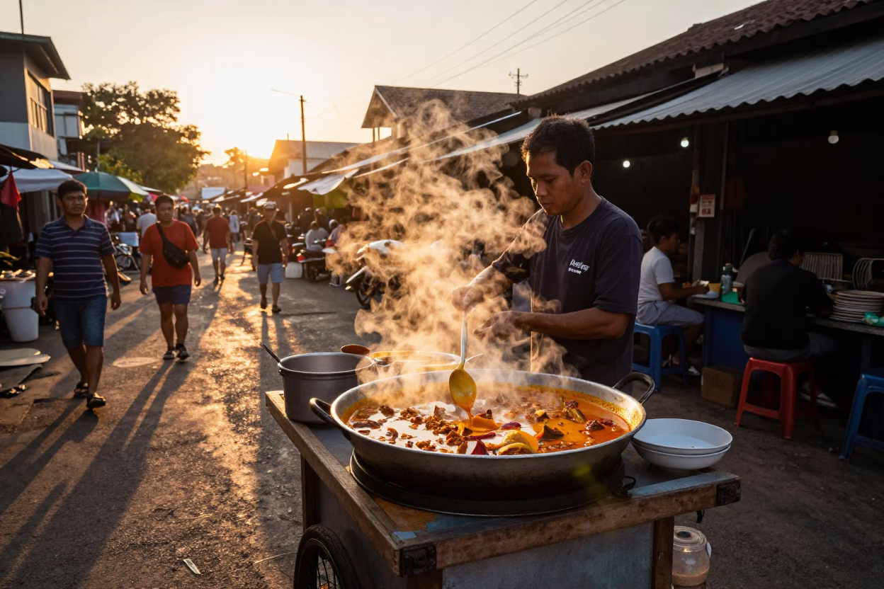 Surabaya Spicy Curry at Golden Hour in in Surabaya, Indonesia