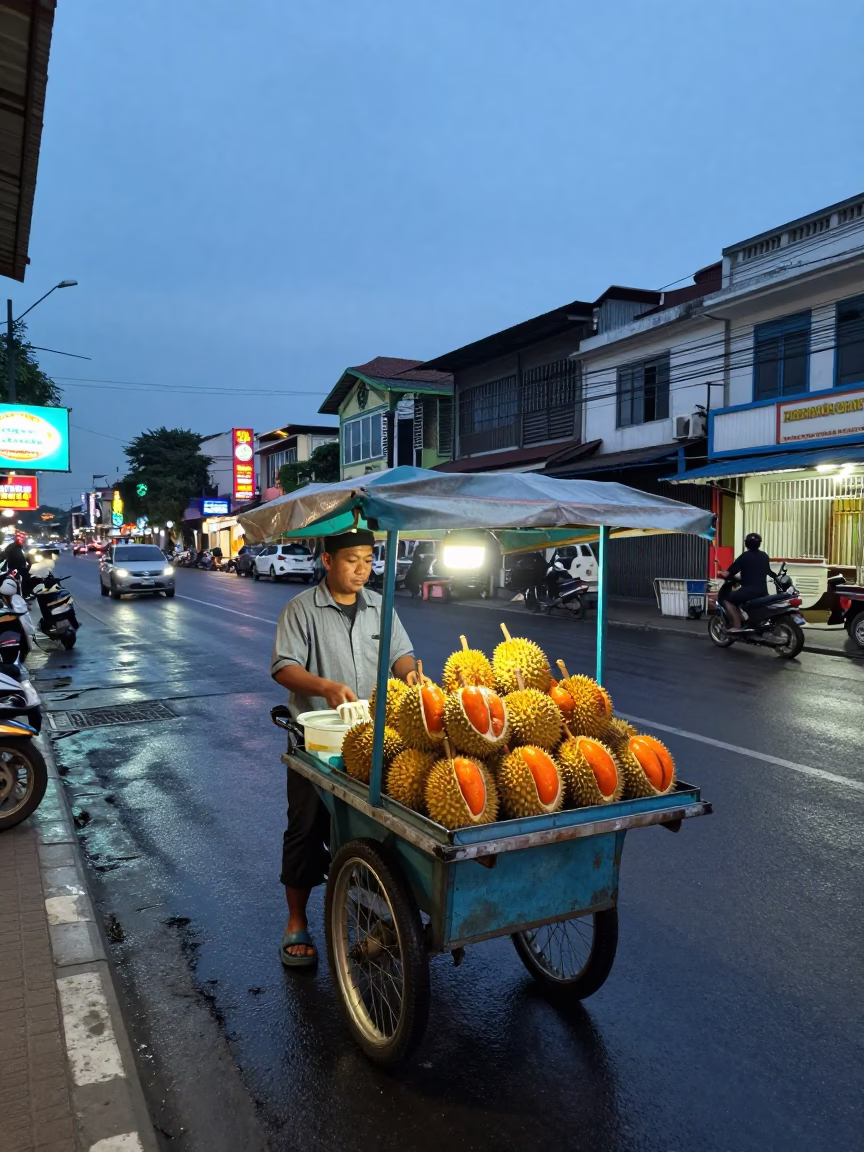 Surabaya Vendor at Blue Hour in in Surabaya, Indonesia