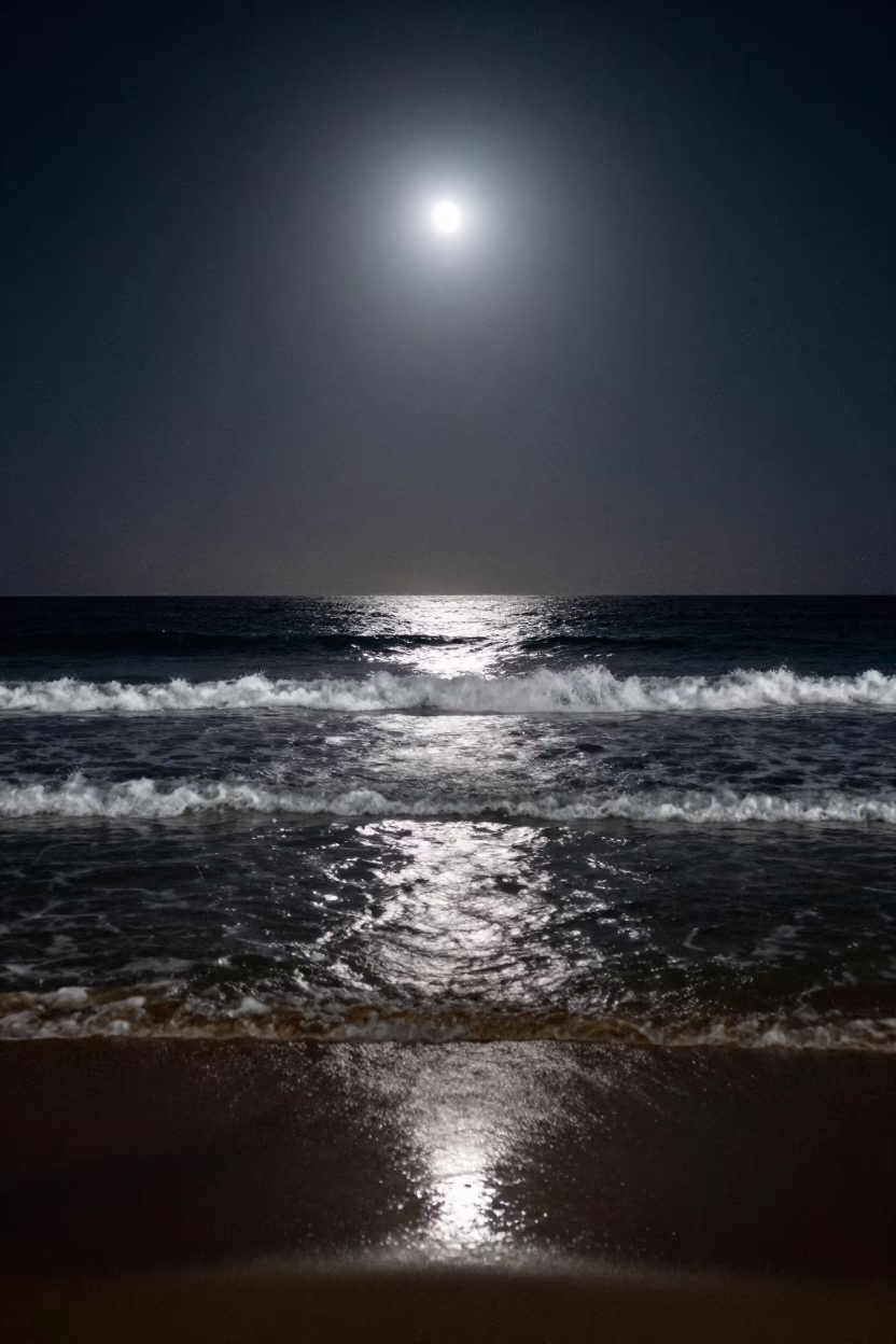 Surf Breaking in Perth at Late At Night Light in in Perth, Western Australia, Australia