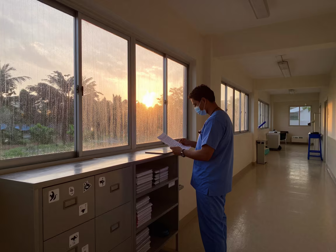 Surgery Center Sticker File in Galle Prep Corridor in inside a prep corridor with organized storage near Galle