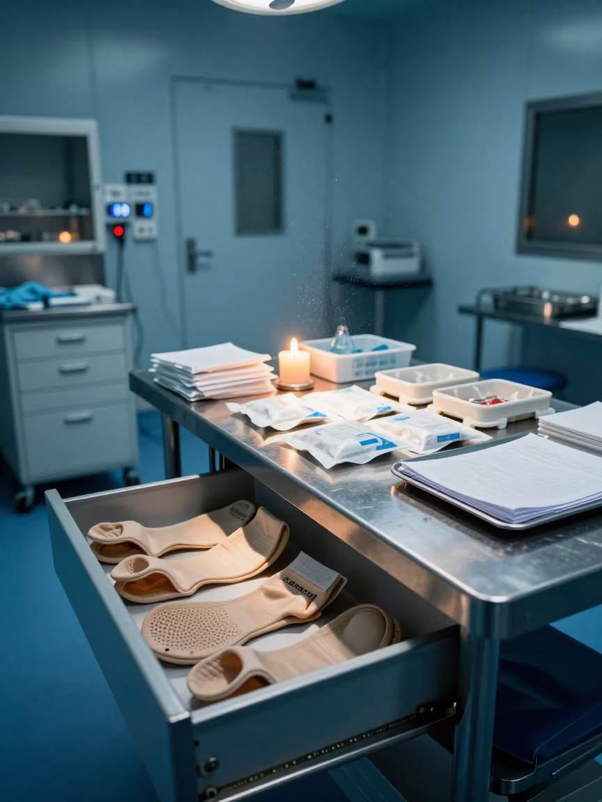 Surgical Prep Room With Prosthetic Socks in in a surgical prep area near Catania