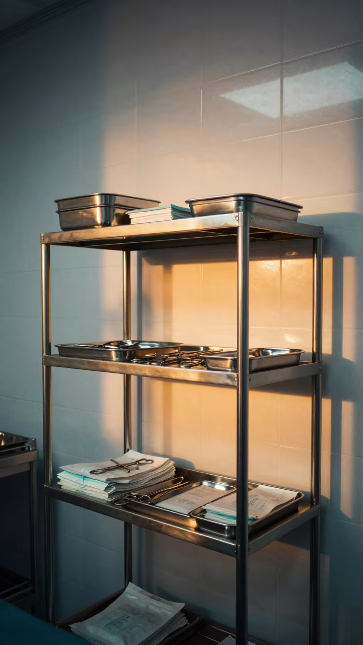 Surgical Prep Tray Sunset in Paris in in a surgical prep area in Pigalle, Paris