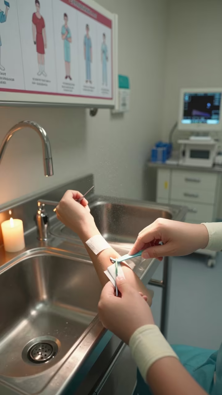 Surgical scrub station with elbow taps in inside an imaging suite in Reno