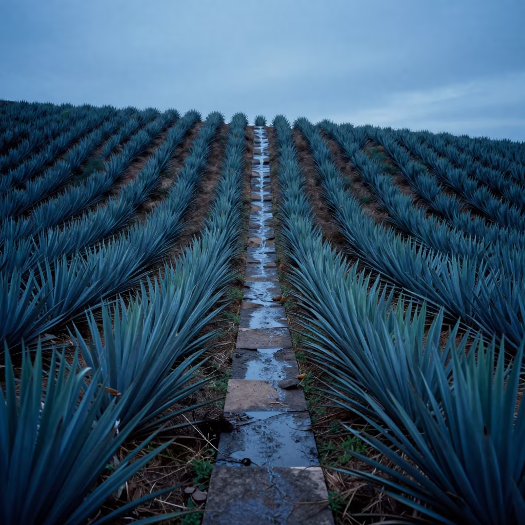 Surreal Agave Field Oklahoma Blue Hour Uphill Water in in Oklahoma