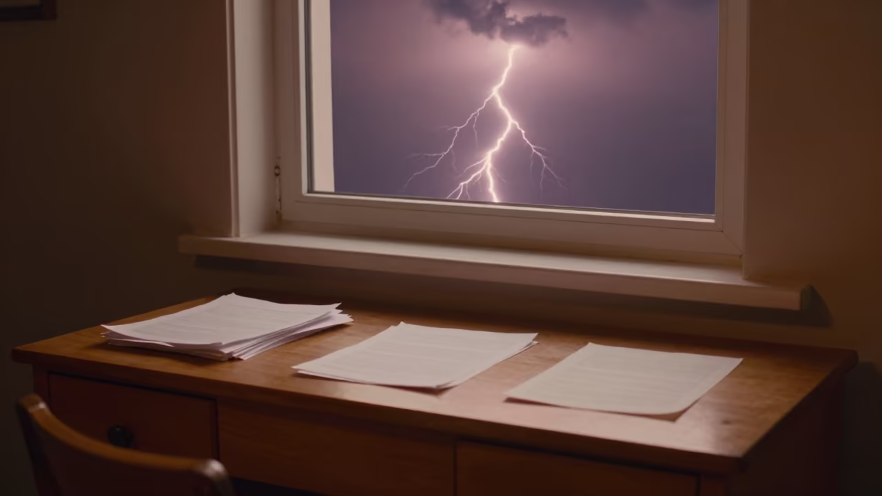 Surreal Amber Desk with Frozen Lightning Strike in on a bedside table in Urumqi