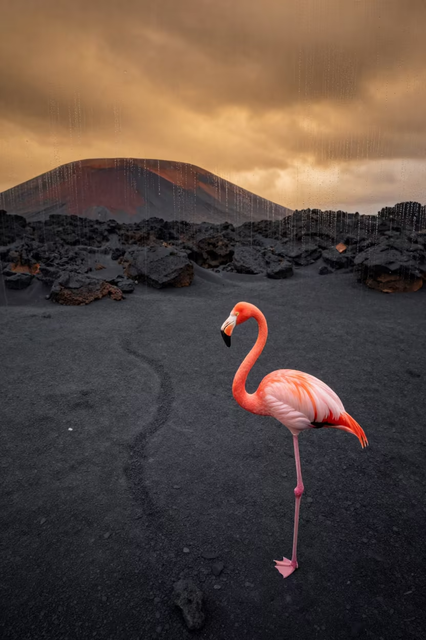 Surreal Amber Rock Study Giant Flamingo in near Leh