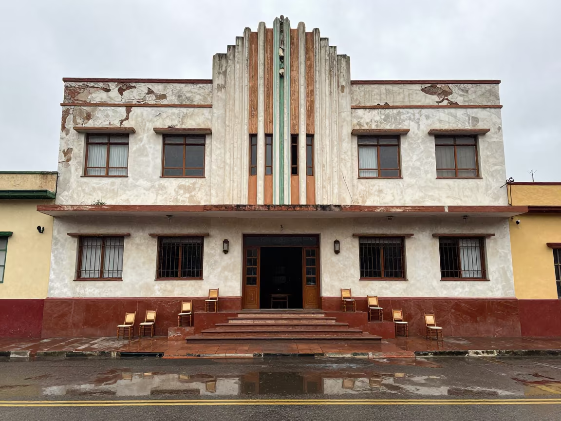 Surreal Desert Hotel Staircase Toluca in beneath hotel awnings at the curb in Toluca de Lerdo