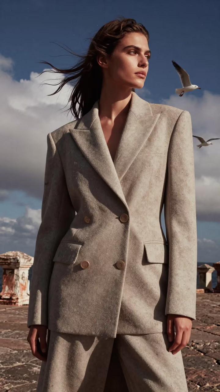 Surreal Fashion Pier Sky Transition in in a stone lane between old facades in Encarnacion