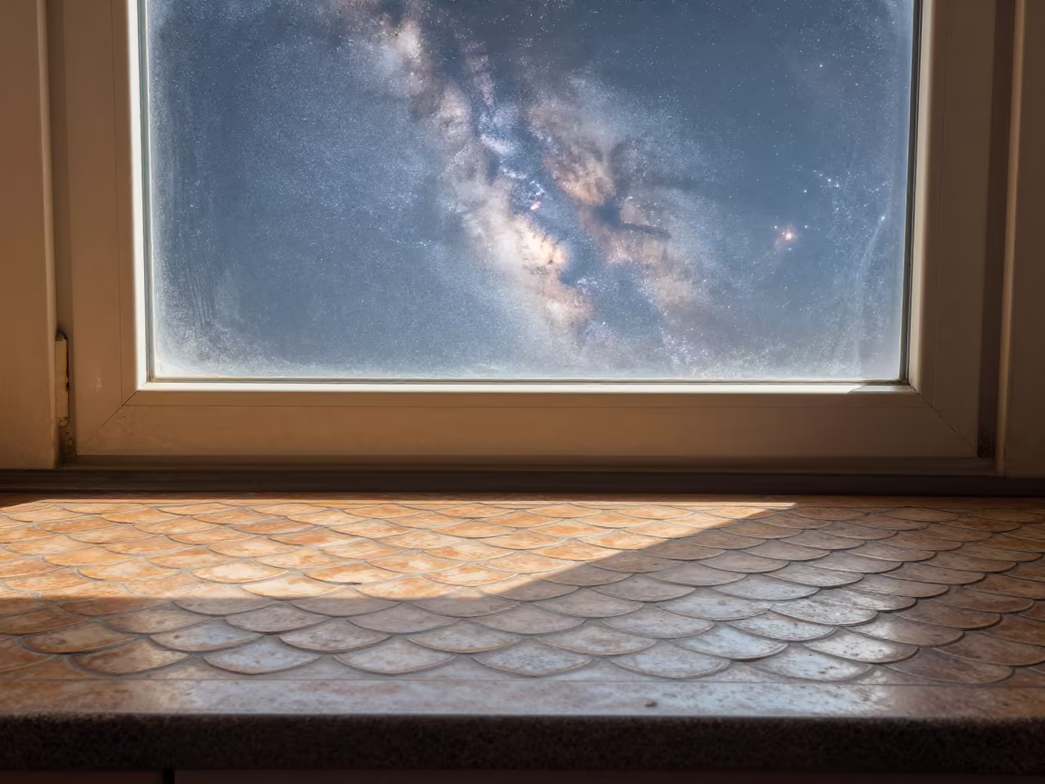Surreal Fish Scale Roof Milky Way Golden Hour in on a kitchen worktop in Ar Ramtha