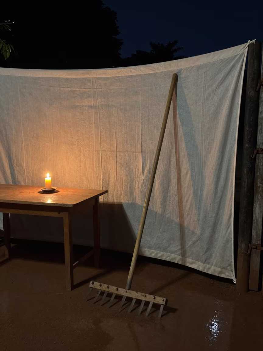 Surreal Hay Rake on Library Table in on a dusty library table near Mbuji-Mayi
