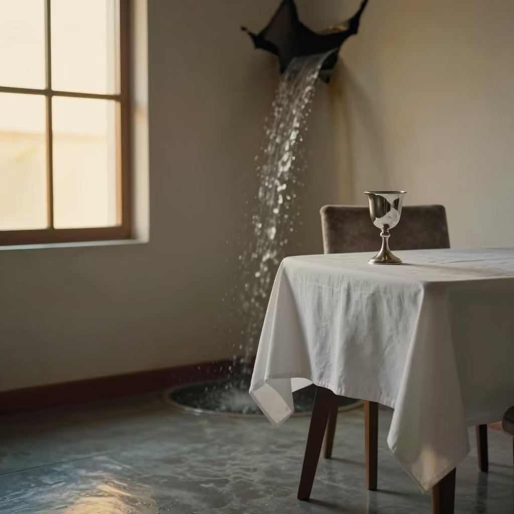 Surreal Kiddush Cup on Velvet Chair in on a velvet chair in Puerto Cabello