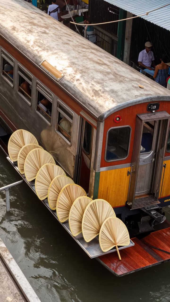 Surreal Market Boat with Train Car in Manila in at a floating market boat in Escolta, Manila