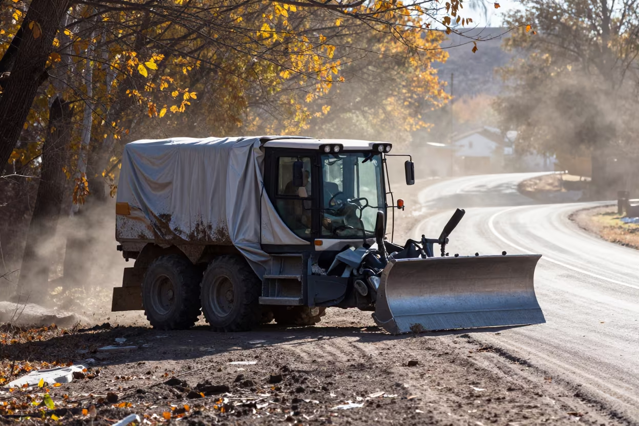 Surreal Metal Snowplow Drapes Across Autumn Marsh in along a switchback approach near Salta