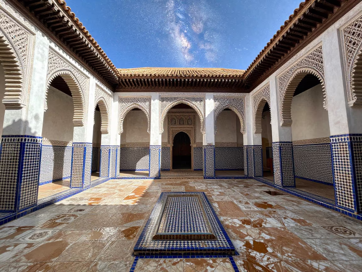 Surreal Moorish Stair Hall with Milky Way in inside a tiled stair hall near Encarnacion