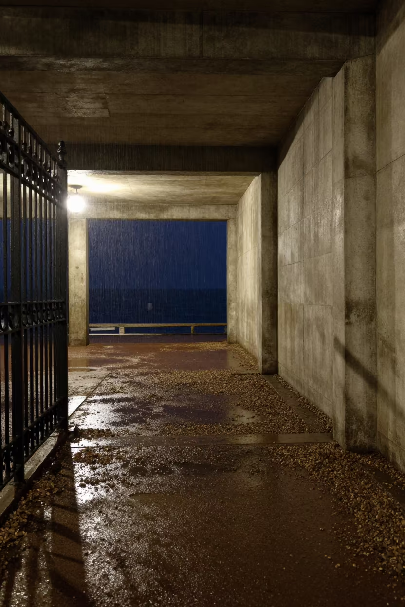 Surreal Ocean Doorway in Monrovia Train Station in inside a restored train terminal in Monrovia