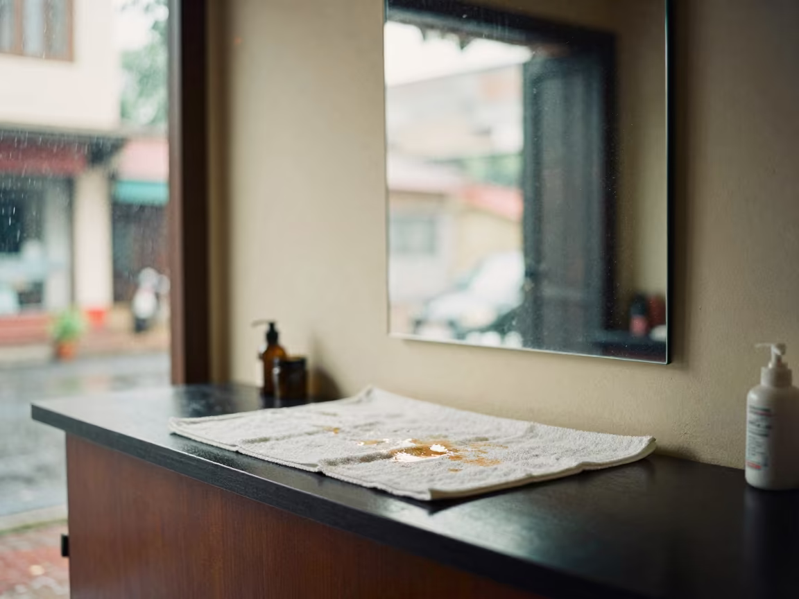 Surreal Stain Board in Udupi Salon in at a salon reception counter in Udupi