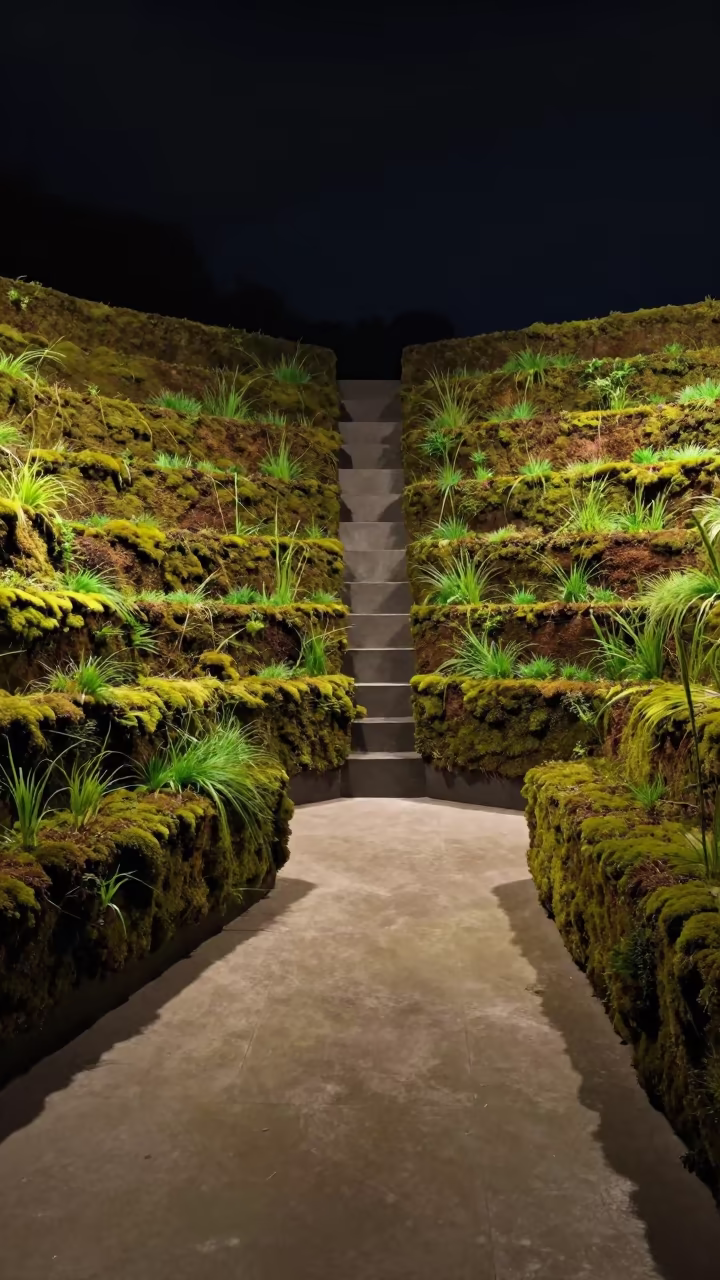 Surreal Terrace Farming in Tungsten Night in near Vancouver