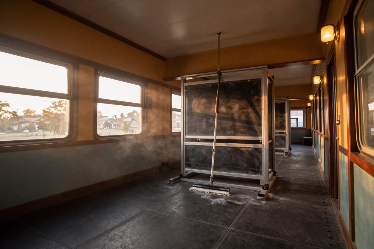 Surreal Train Car Inside Pokhara Gym in at a gym check-in desk near Pokhara