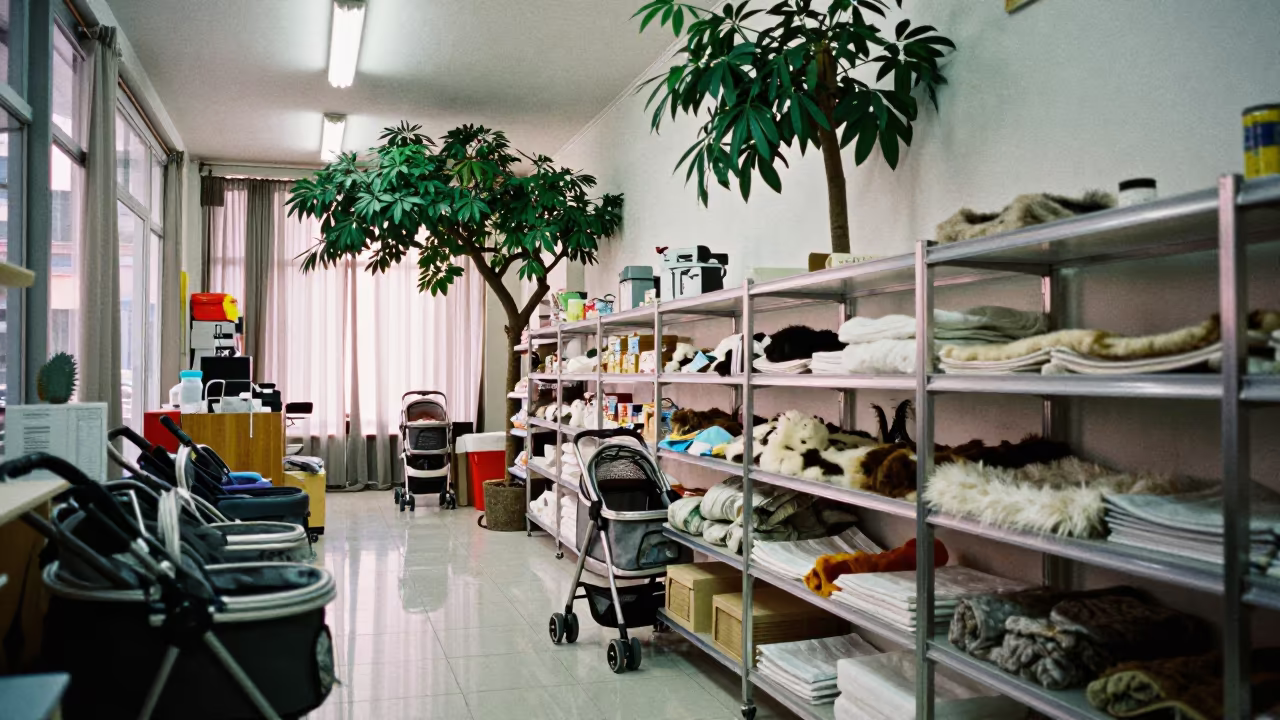 Surreal Tree in Tehran Pet Store Aisle in inside a pet store aisle in Tehran
