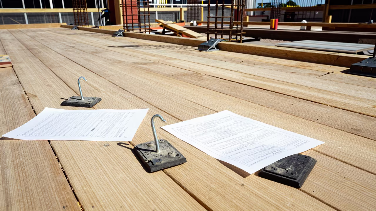 Survey Nail Tin on Sydney Construction Deck in on an active construction deck in Sydney