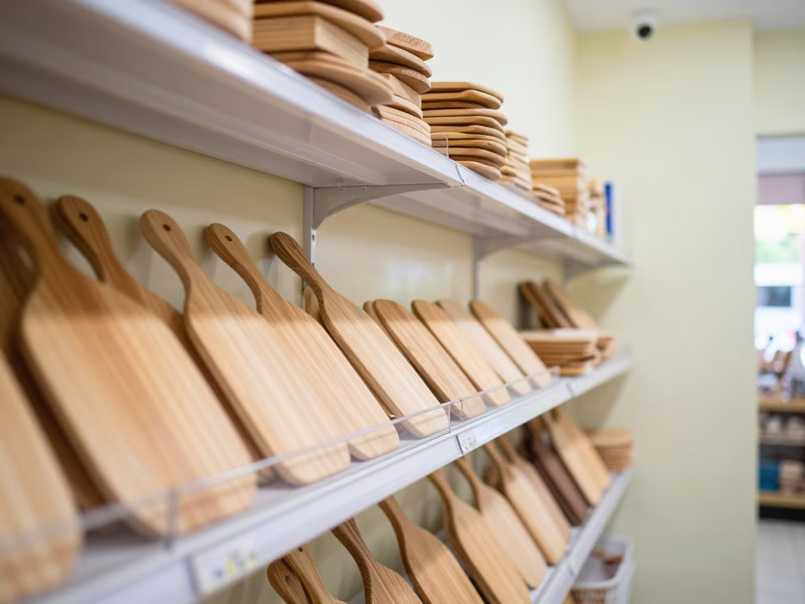 Sushi Paddle Shelf in Kuantan Morning Light in along a front-of-store display run in Kuantan