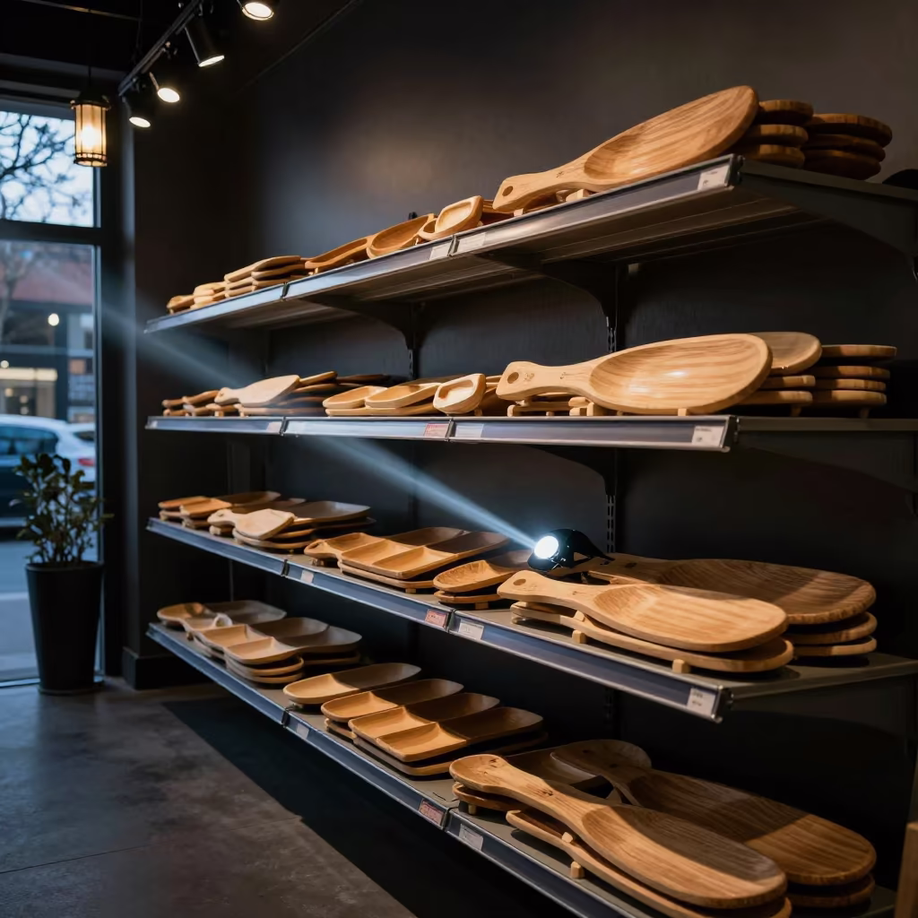 Sushi Paddle Shelf Predawn Retail Reset in inside a retail floor display area in Oviedo