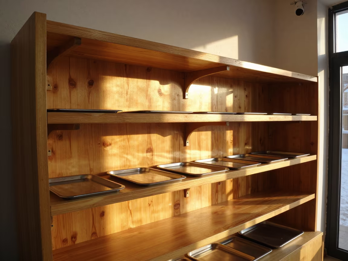 Sushi Shelf Reset Ulaanbaatar Winter Sunset in inside a retail floor display area near Ulaanbaatar