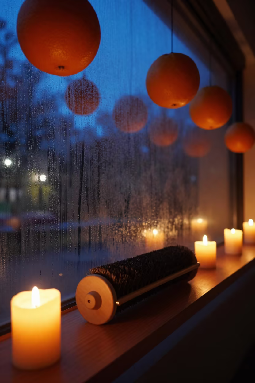 Suspended Fruit Over Craft Shelf in Santa Cruz in on a museum plinth in Santa Cruz de la Sierra