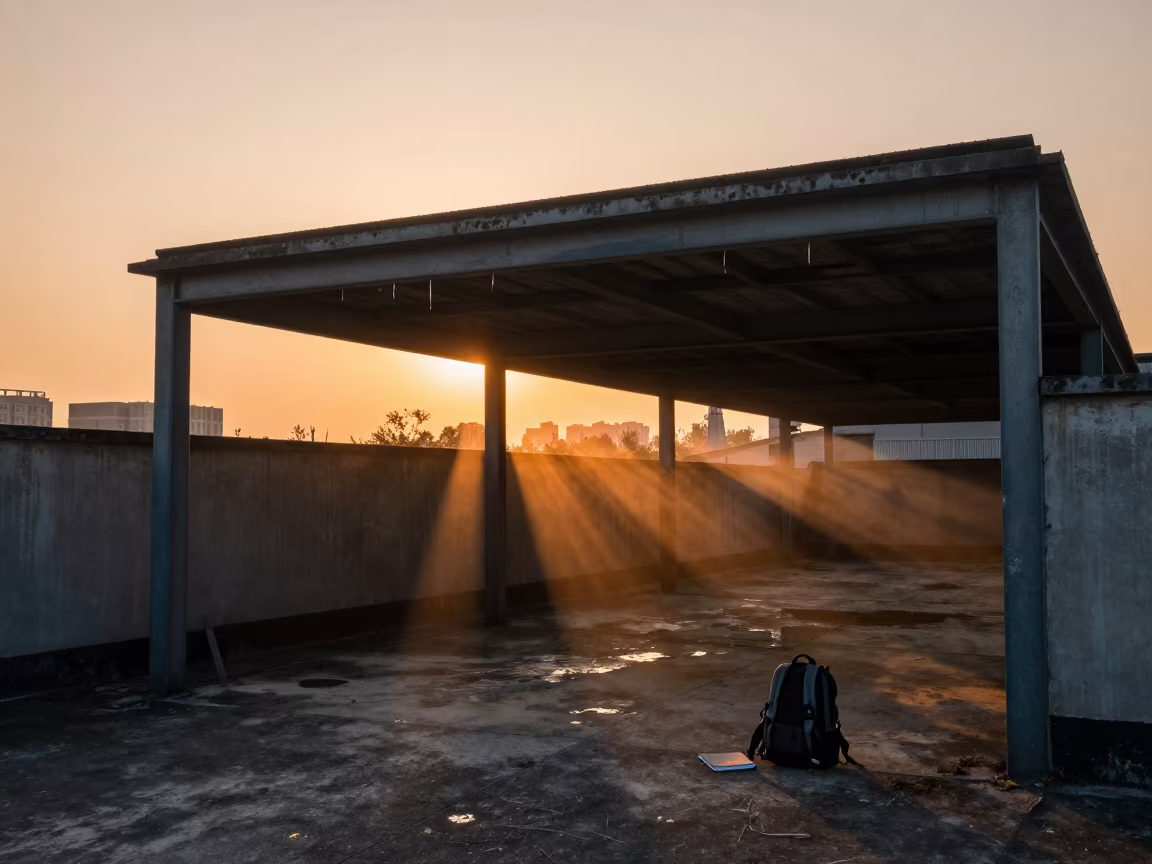 Suzhou Hammam Ruin Sunset Boiler Room in inside a roofless hammam near Suzhou