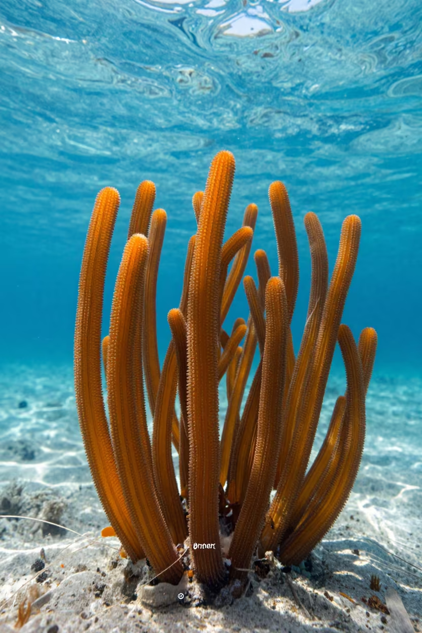 Swaying Sea Pen Colony in Marseille Autumn Current in near Marseille