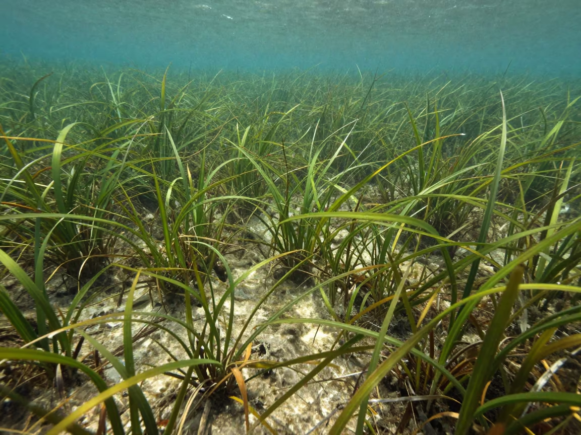 Swaying Seagrass in Kerala Drizzle in in a bloom-heavy meadow in Kerala