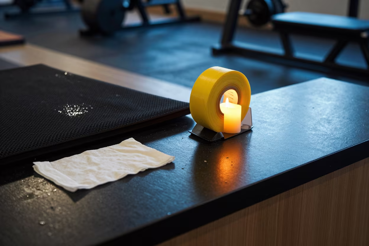 Sweat and Tape at Saharsa Gym Desk in at a gym check-in desk in Saharsa