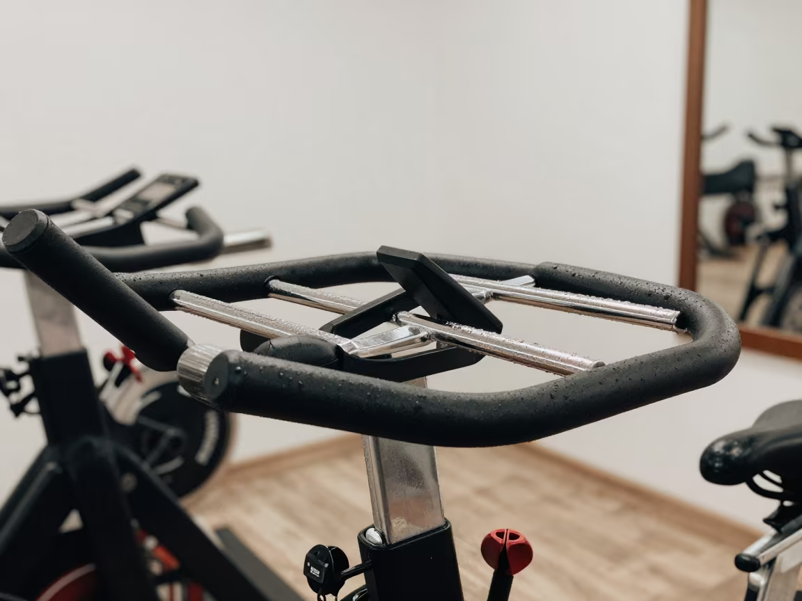 Sweat Stained Spin Bike Drying Rack Hermosillo in inside a yoga studio before the session begins in Hermosillo
