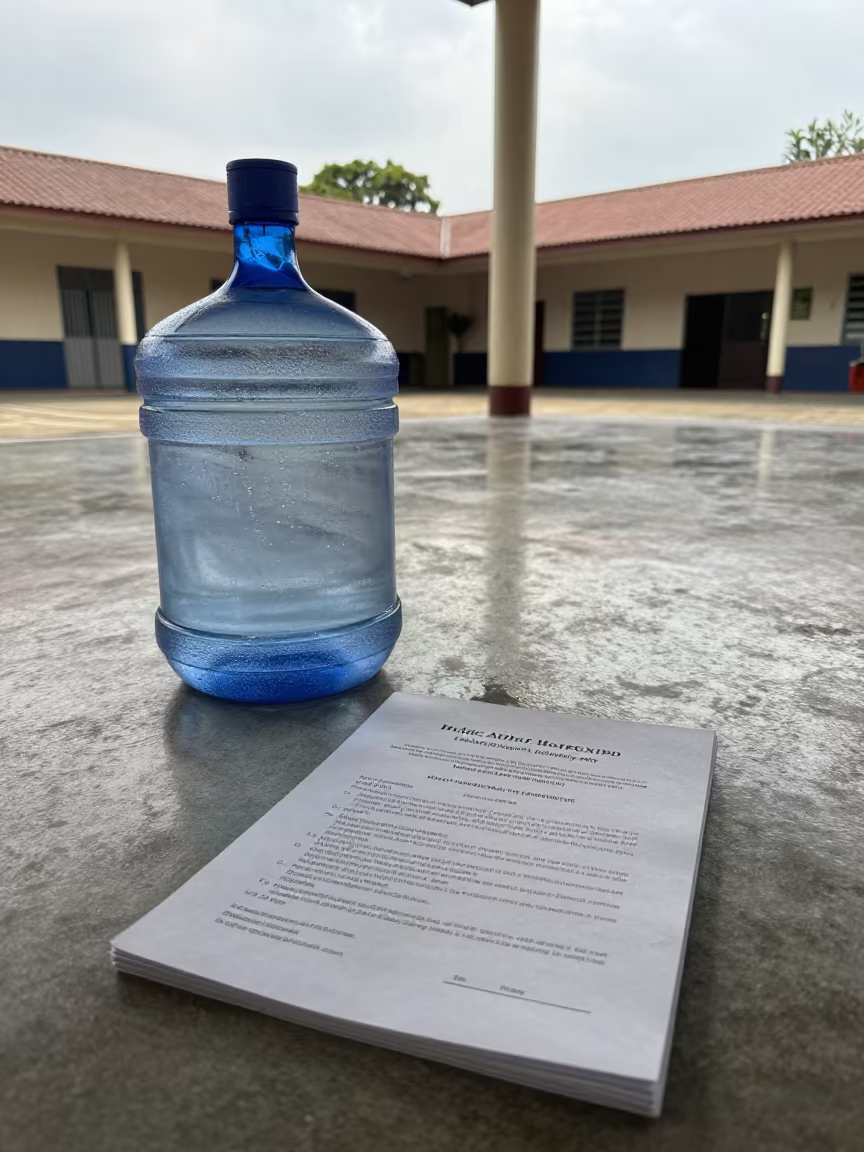 Sweating Pitcher and Hearing Packet in Mawlamyine Hall in in a community center hall near Mawlamyine