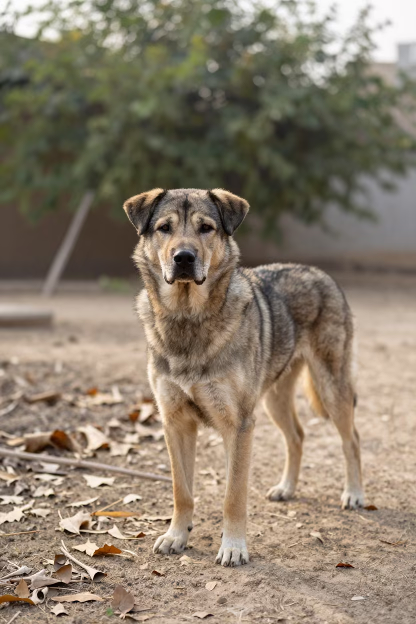 Swedish Vallhund in Pakistani Garden Morning in near a garden edge with soft morning light and an uncluttered background in Sheikhupura