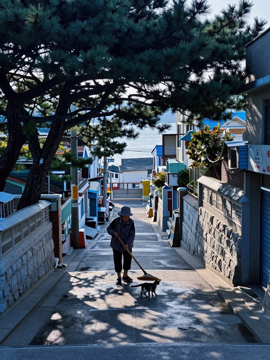 Sweeping Alley in Busan in in Busan, South Korea