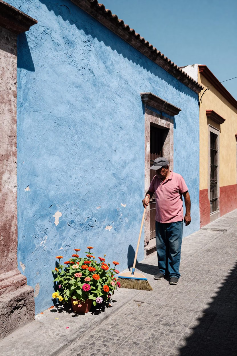 Sweeping Alley in Mexico City in in Mexico City, Mexico