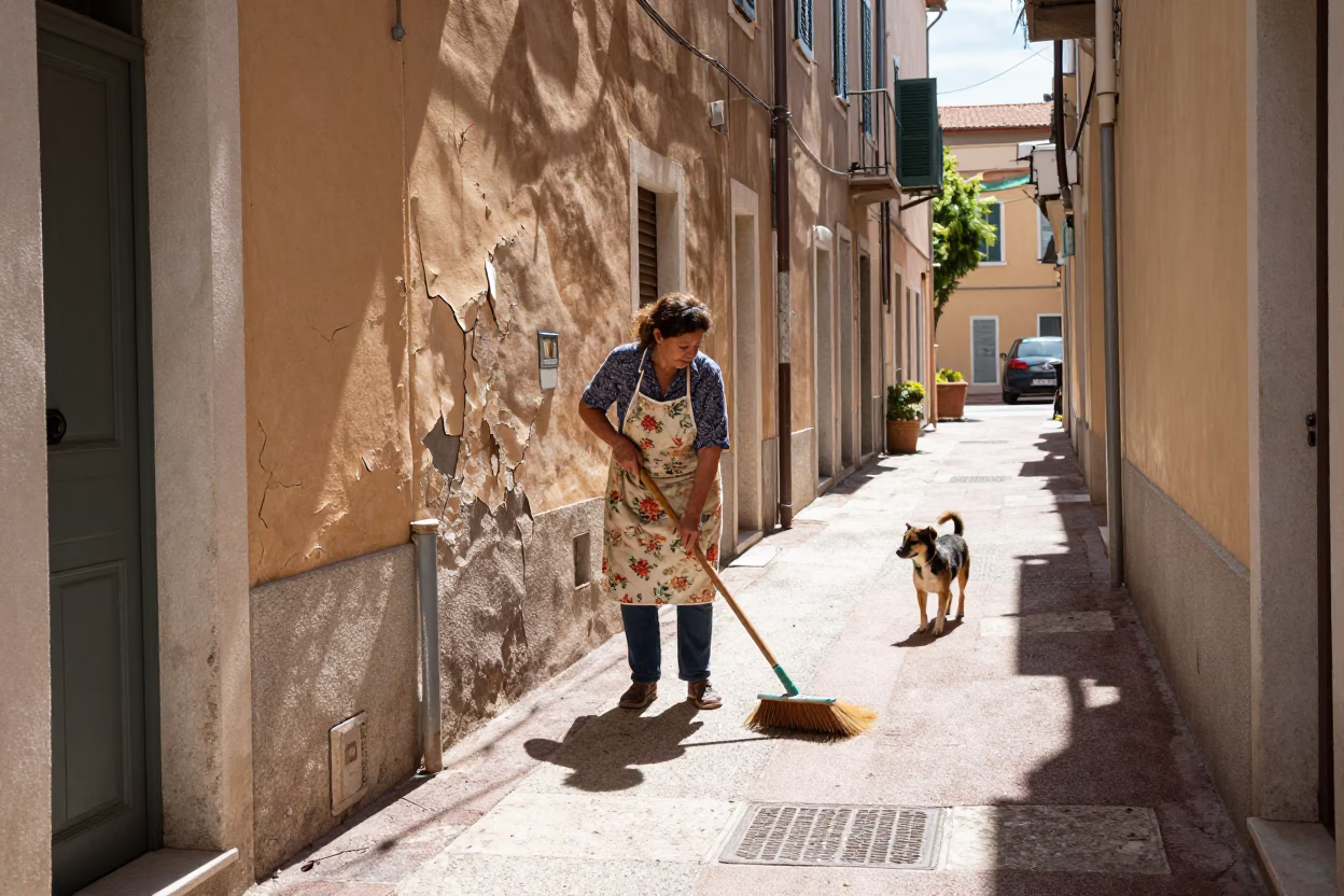 Sweeping Alley in Nice in in Nice, France