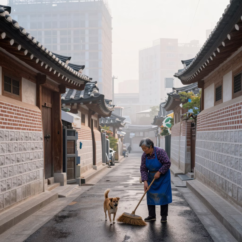 Sweeping Alley in Seoul in in Seoul, South Korea