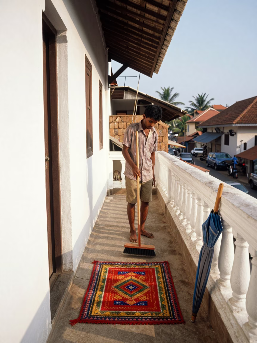 Sweeping Balcony in Kochi in in Kochi, India