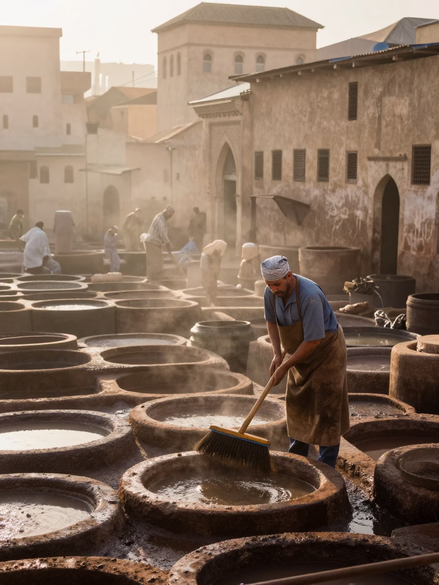 Sweeping Basin in Fez in in Fez, Morocco