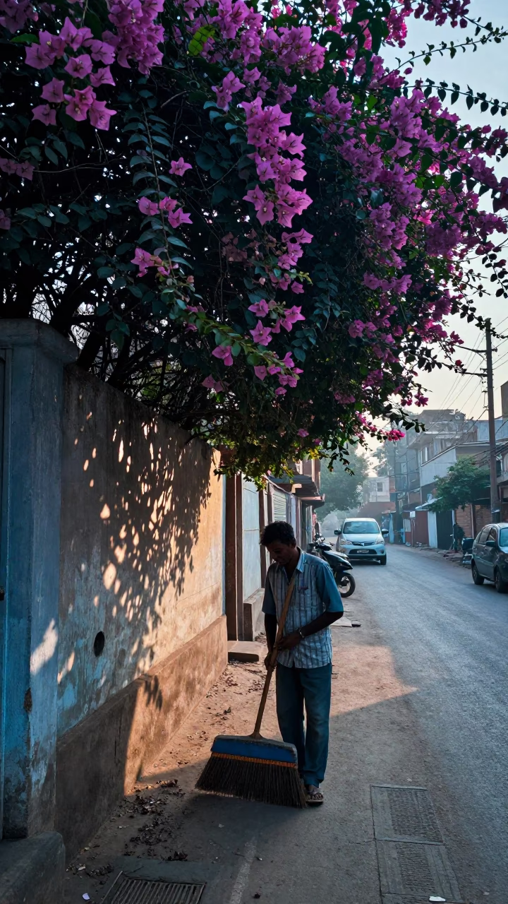Sweeping Lane in Delhi in in Delhi, India