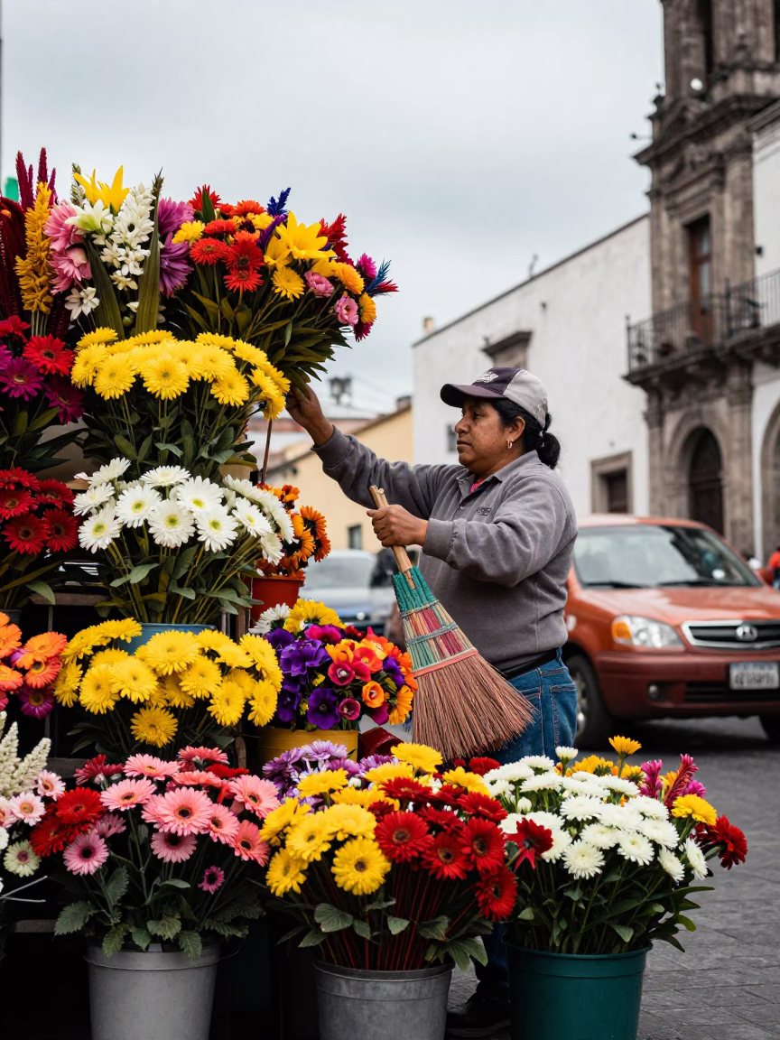 Sweeping Stall in Mexico City in in Mexico City, Mexico