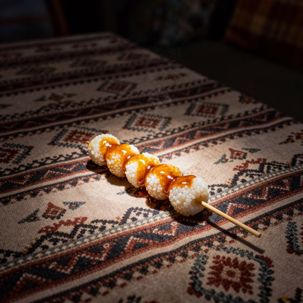 Sweet Soy Glazed Dango on Picnic Blanket in on a picnic blanket in Makhachkala